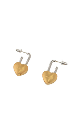 SMALL HEART PADLOCK EARRINGS / GOLD