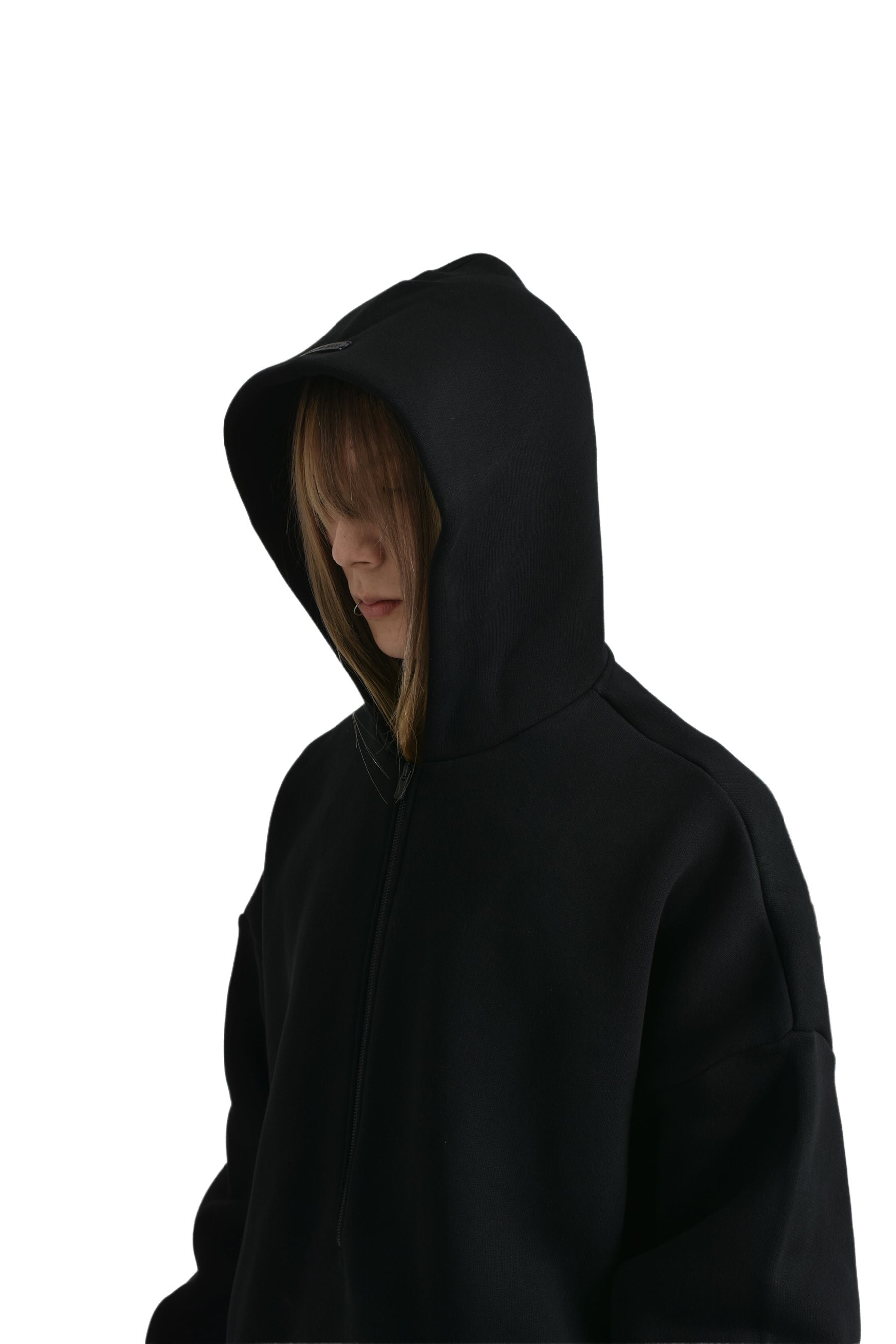 HALF ZIP HOODIE / BLK