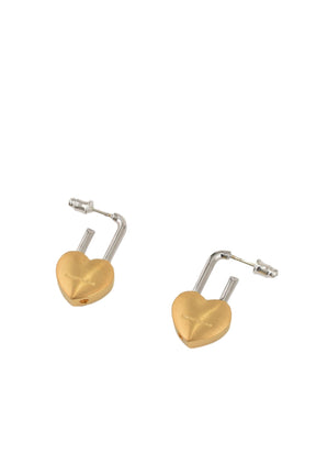 SMALL HEART PADLOCK EARRINGS / GOLD