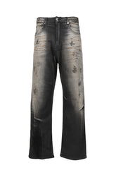 DIRTY-WASHED DENIM PANTS / BLK