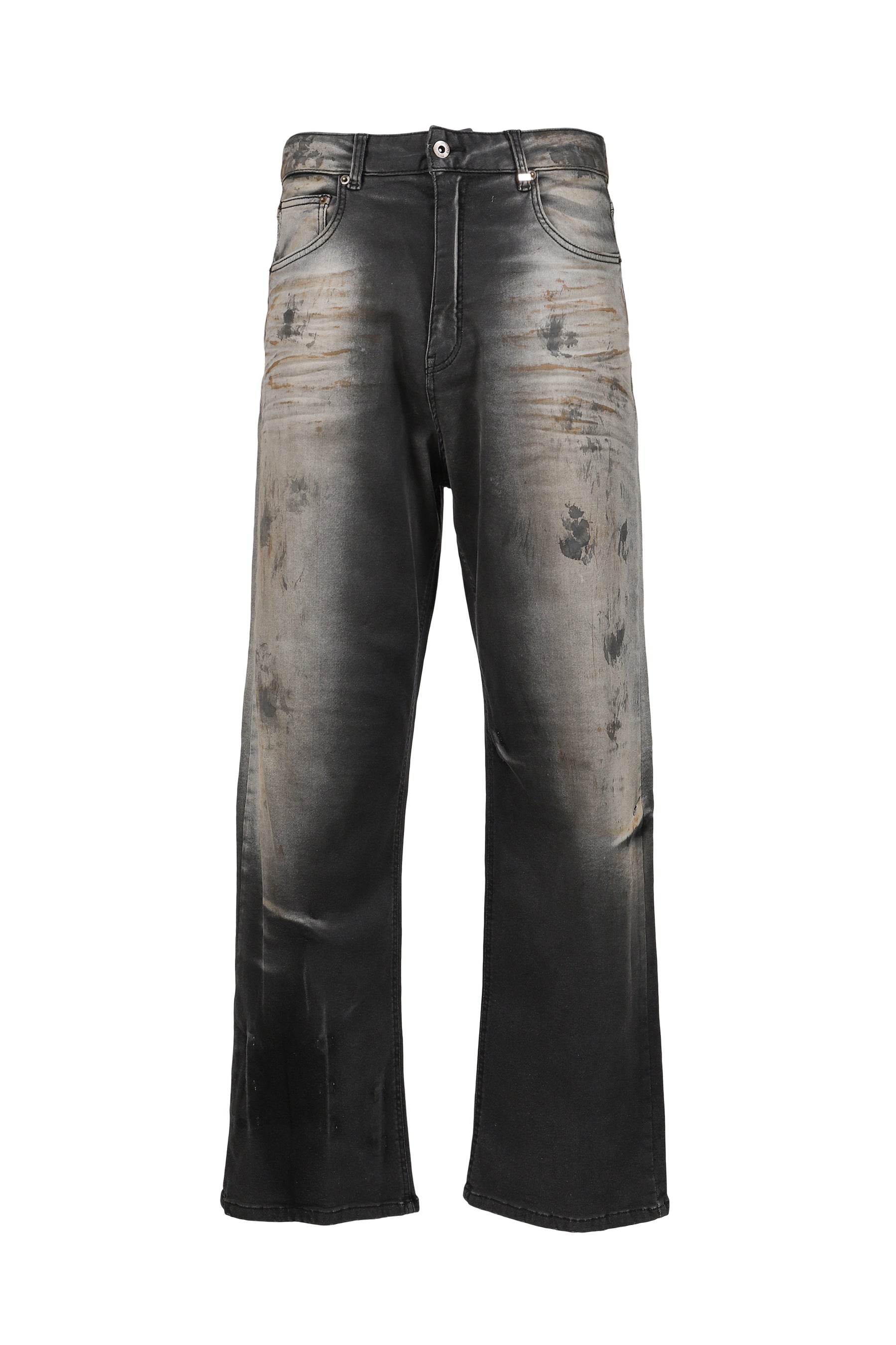DIRTY-WASHED DENIM PANTS / BLK
