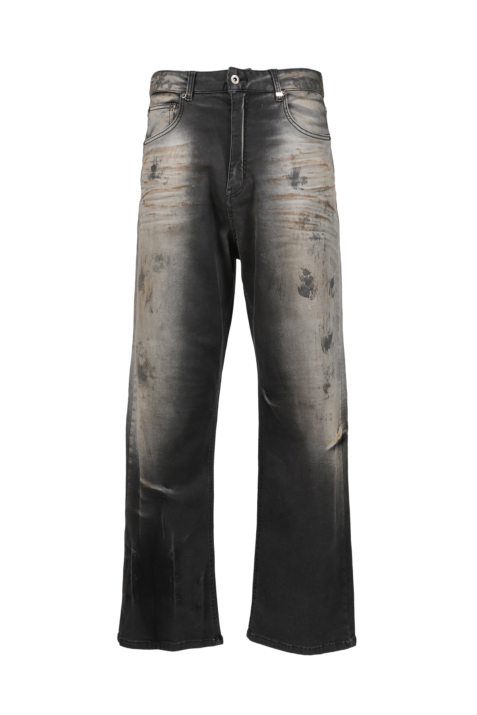 DIRTY-WASHED DENIM PANTS / BLK