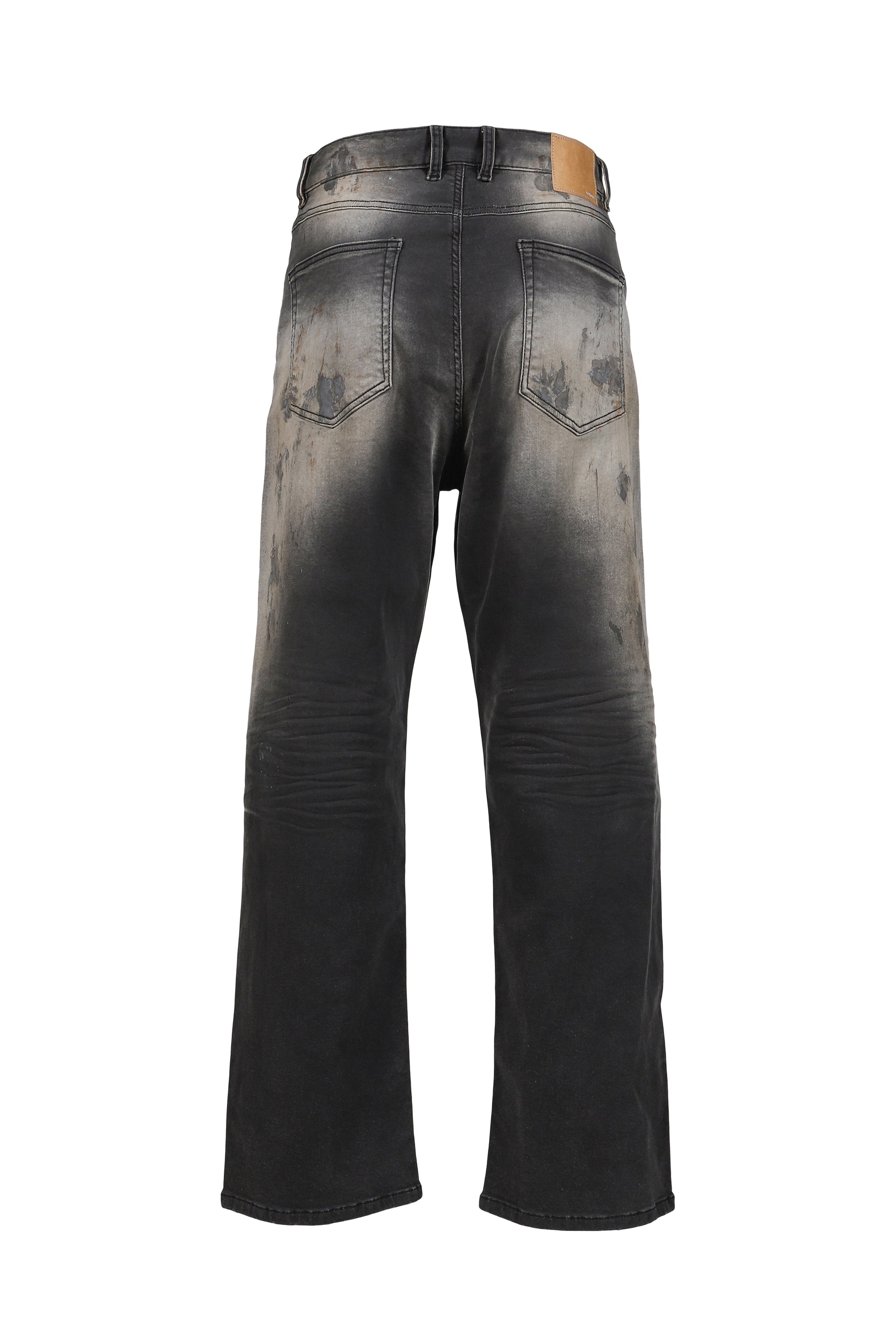 DIRTY-WASHED DENIM PANTS / BLK