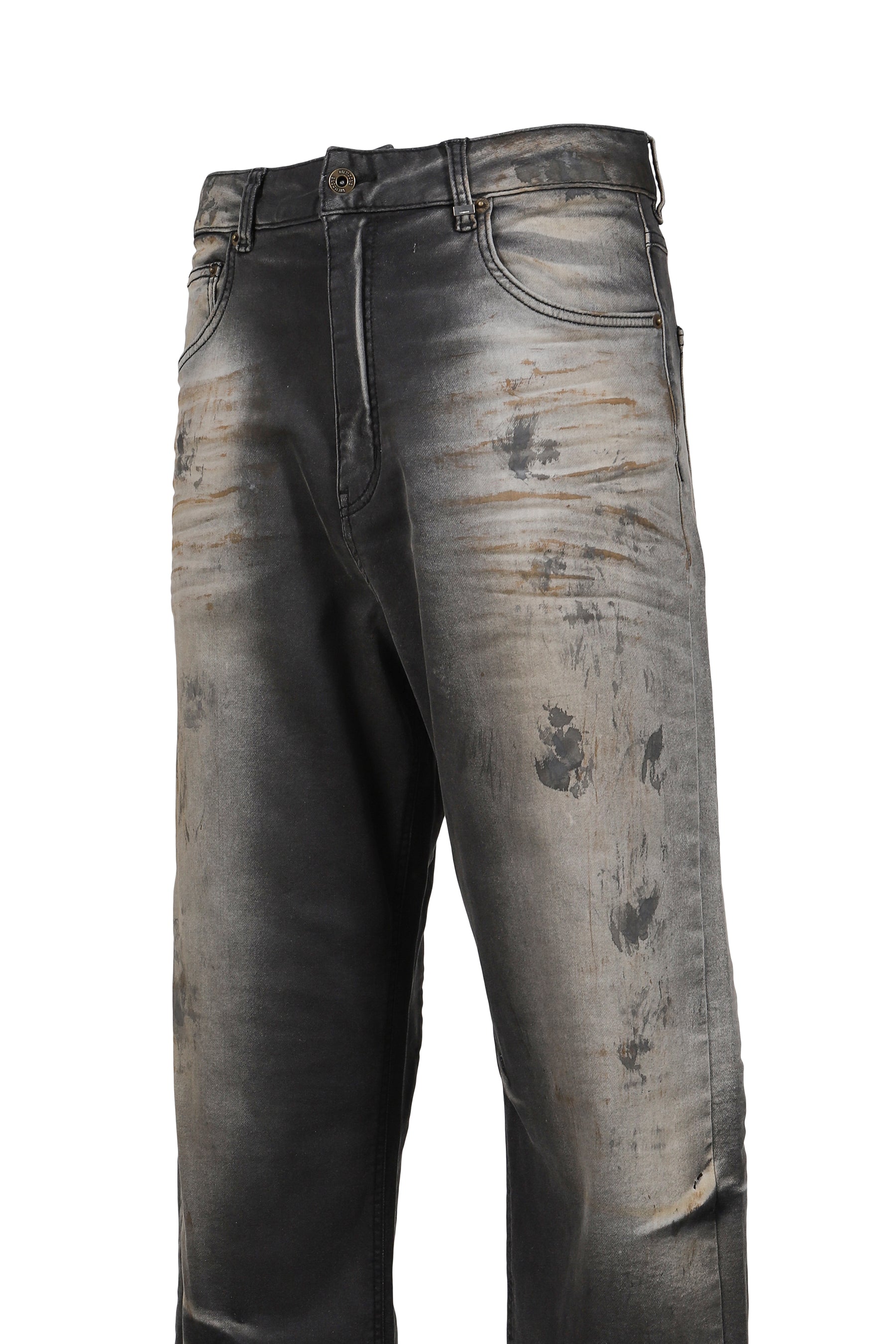 DIRTY-WASHED DENIM PANTS / BLK