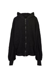COTTON PILE JACQUARD HOODIES / BLK