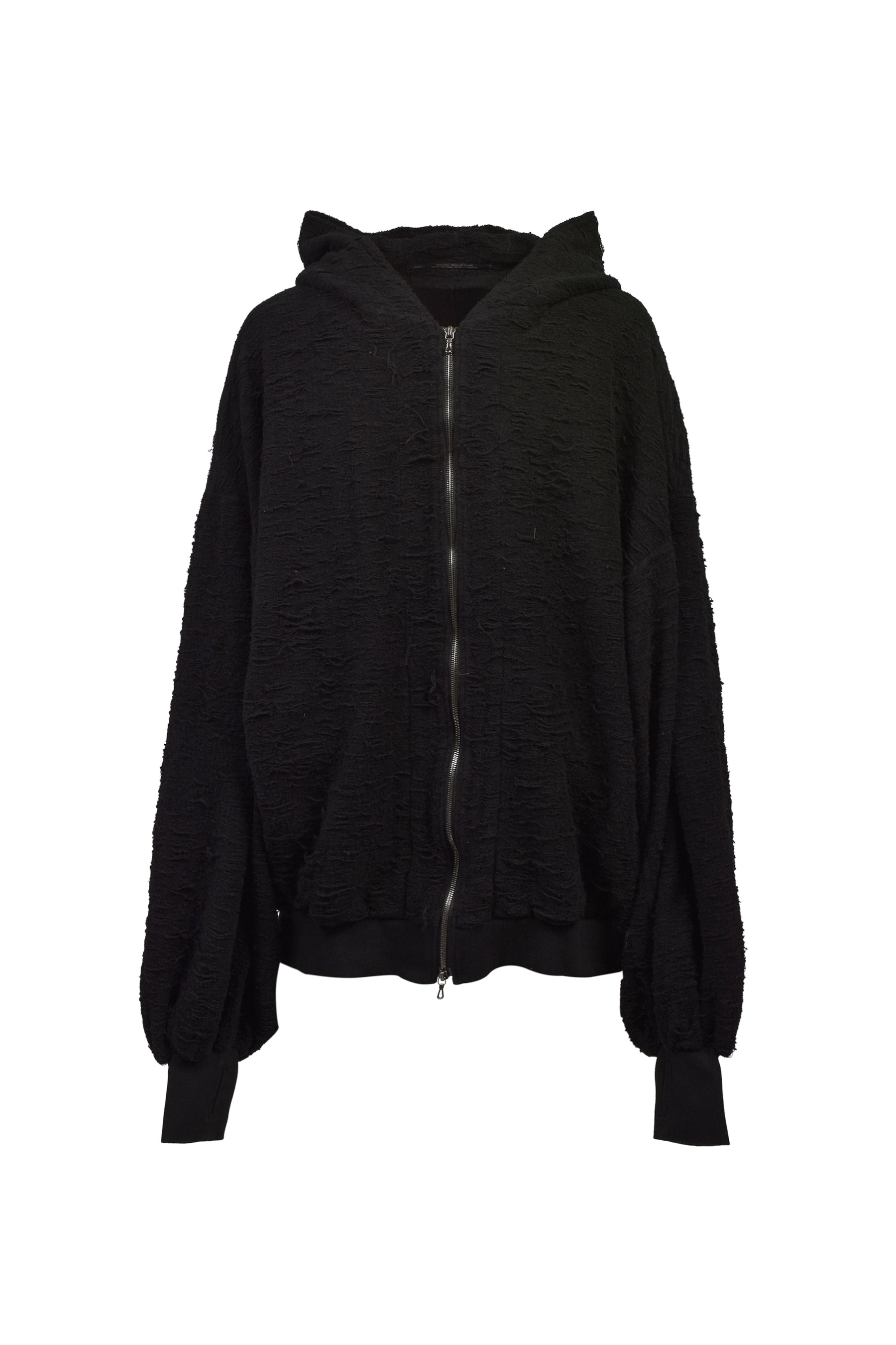 COTTON PILE JACQUARD HOODIES / BLK