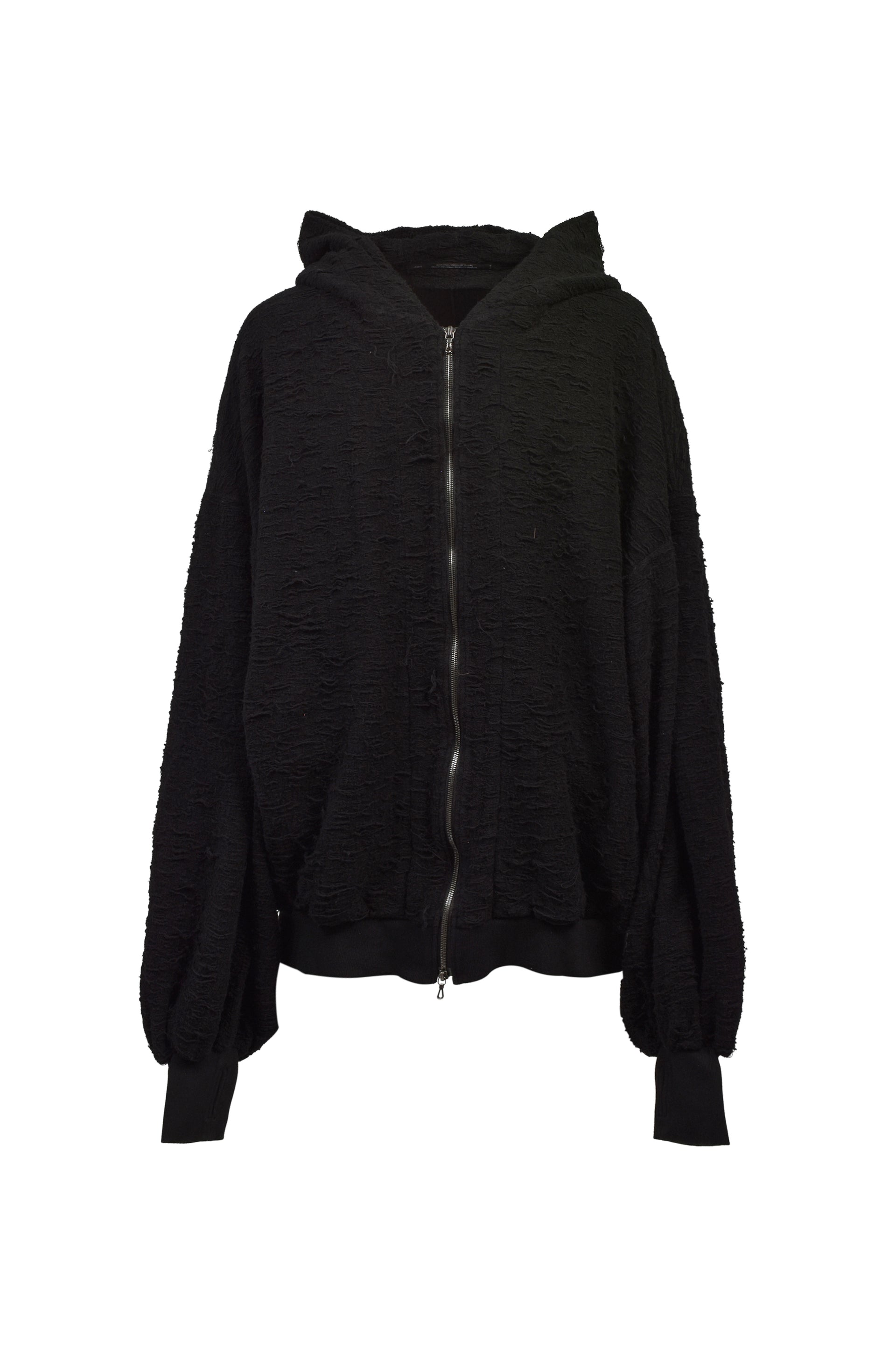 COTTON PILE JACQUARD HOODIES / BLK