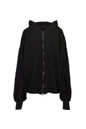 COTTON PILE JACQUARD HOODIES / BLK