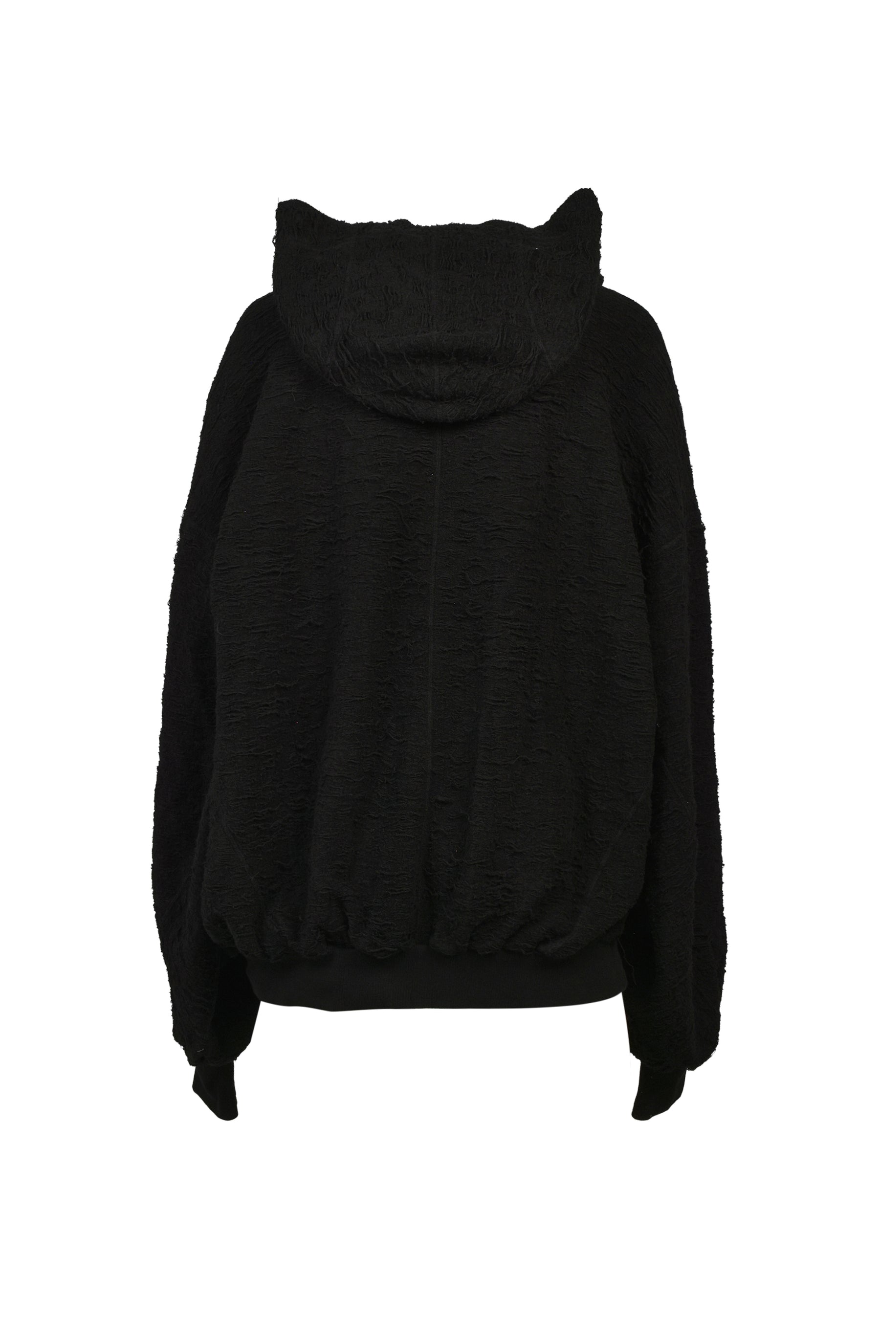 COTTON PILE JACQUARD HOODIES / BLK