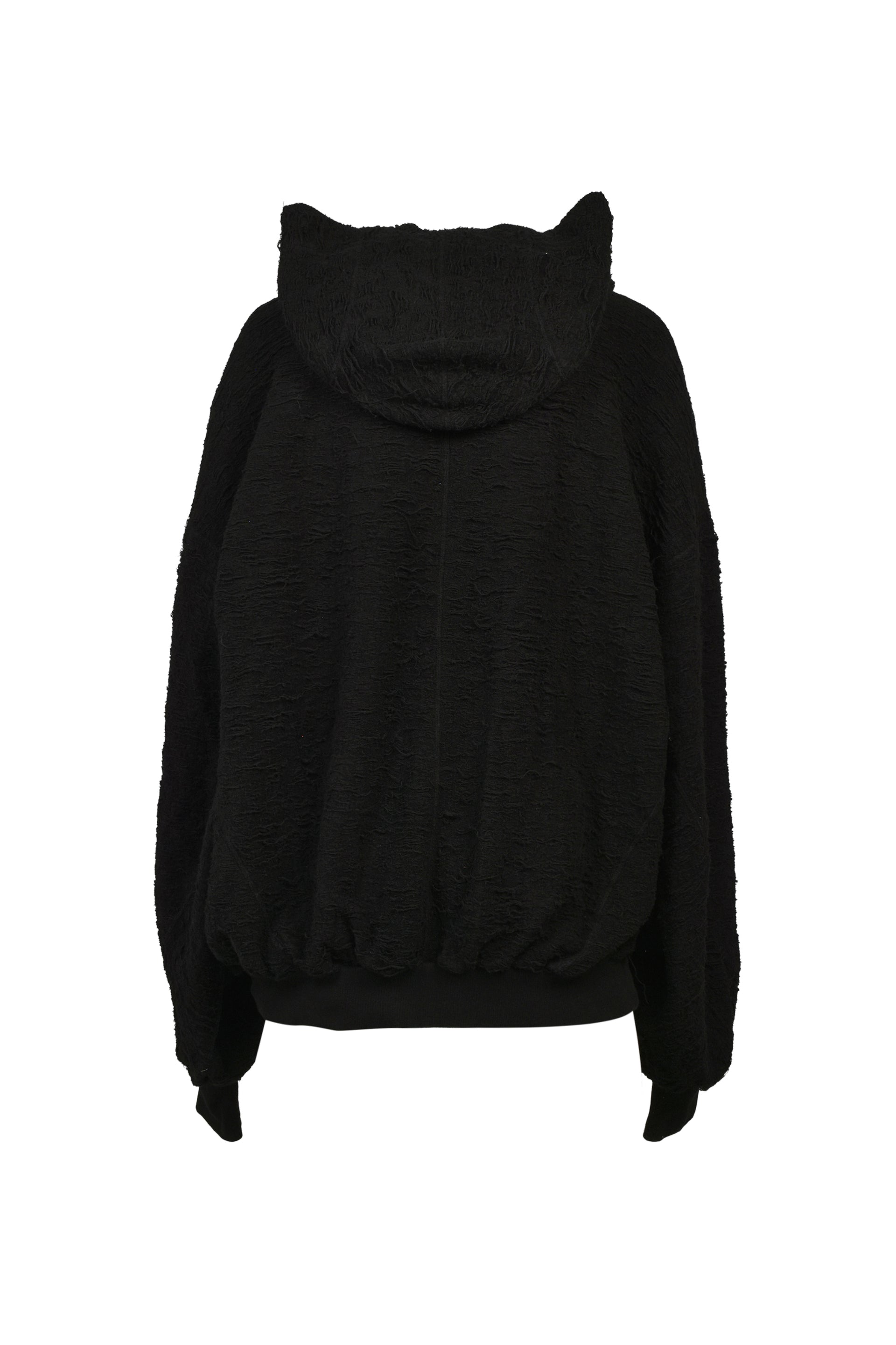 COTTON PILE JACQUARD HOODIES / BLK