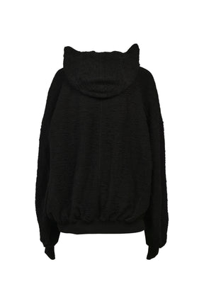 COTTON PILE JACQUARD HOODIES / BLK