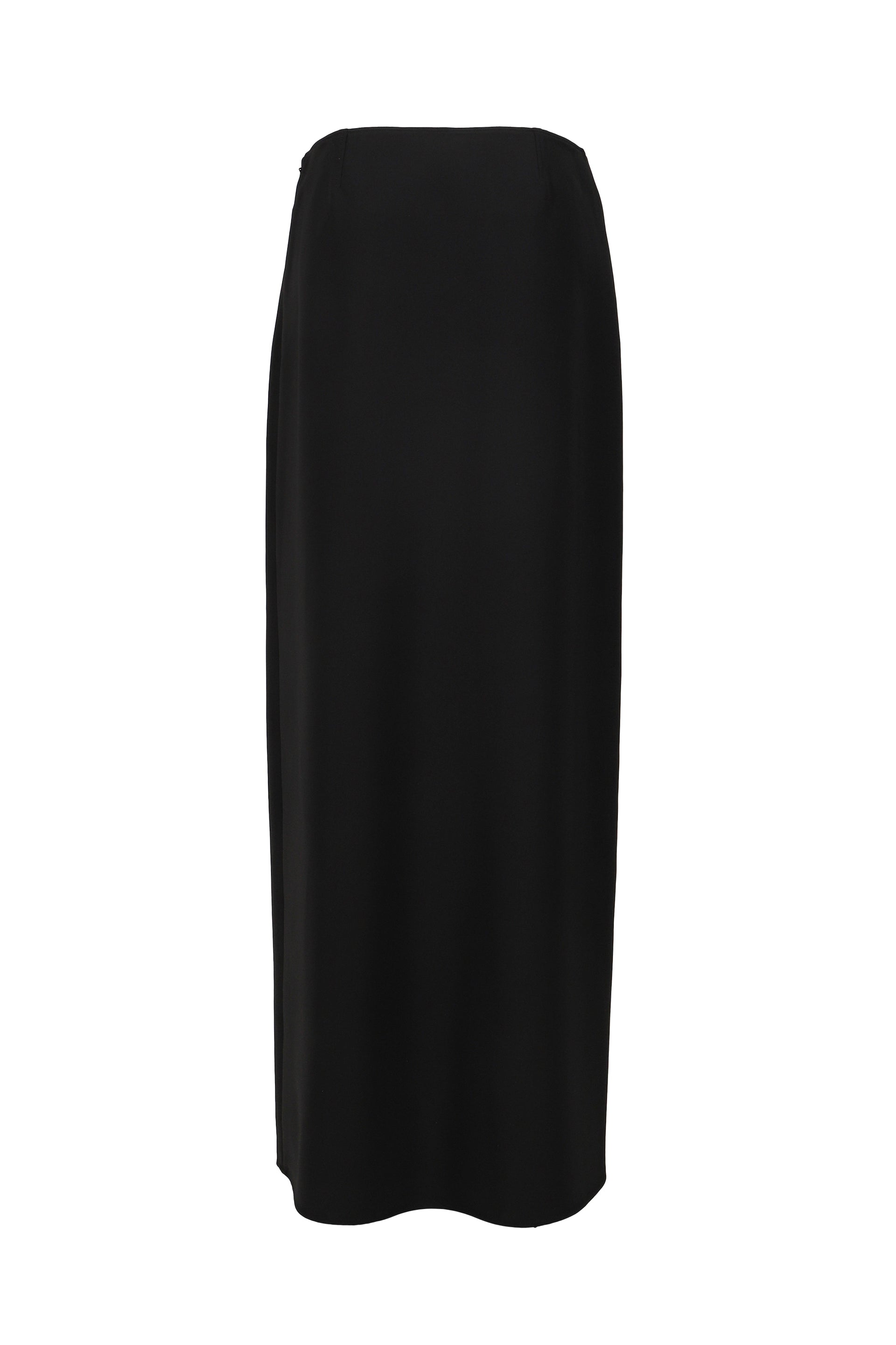 HERITAGE SLIT CREPE LONG SKIRT / BLK