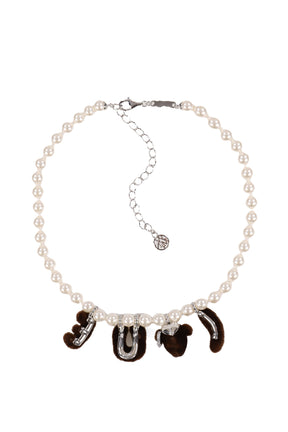 LOVE BEAR PEARL NECKLACE / BRW
