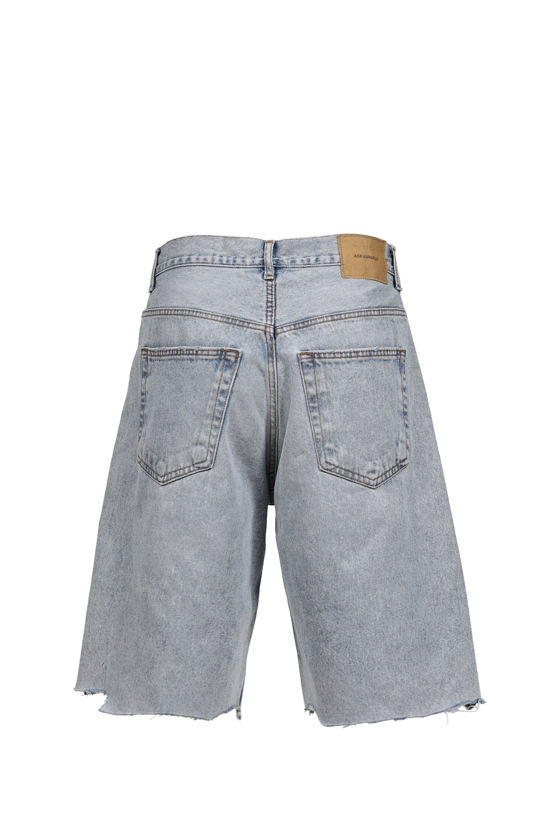 CROSS PIN BAGGY JEANS SHORTS / WASHED BLUE
