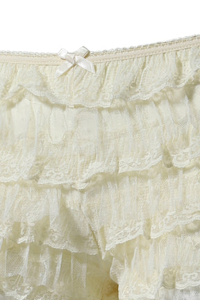 VANILLA RHEA LACE BLOOMER SHORTS / OFF WHT