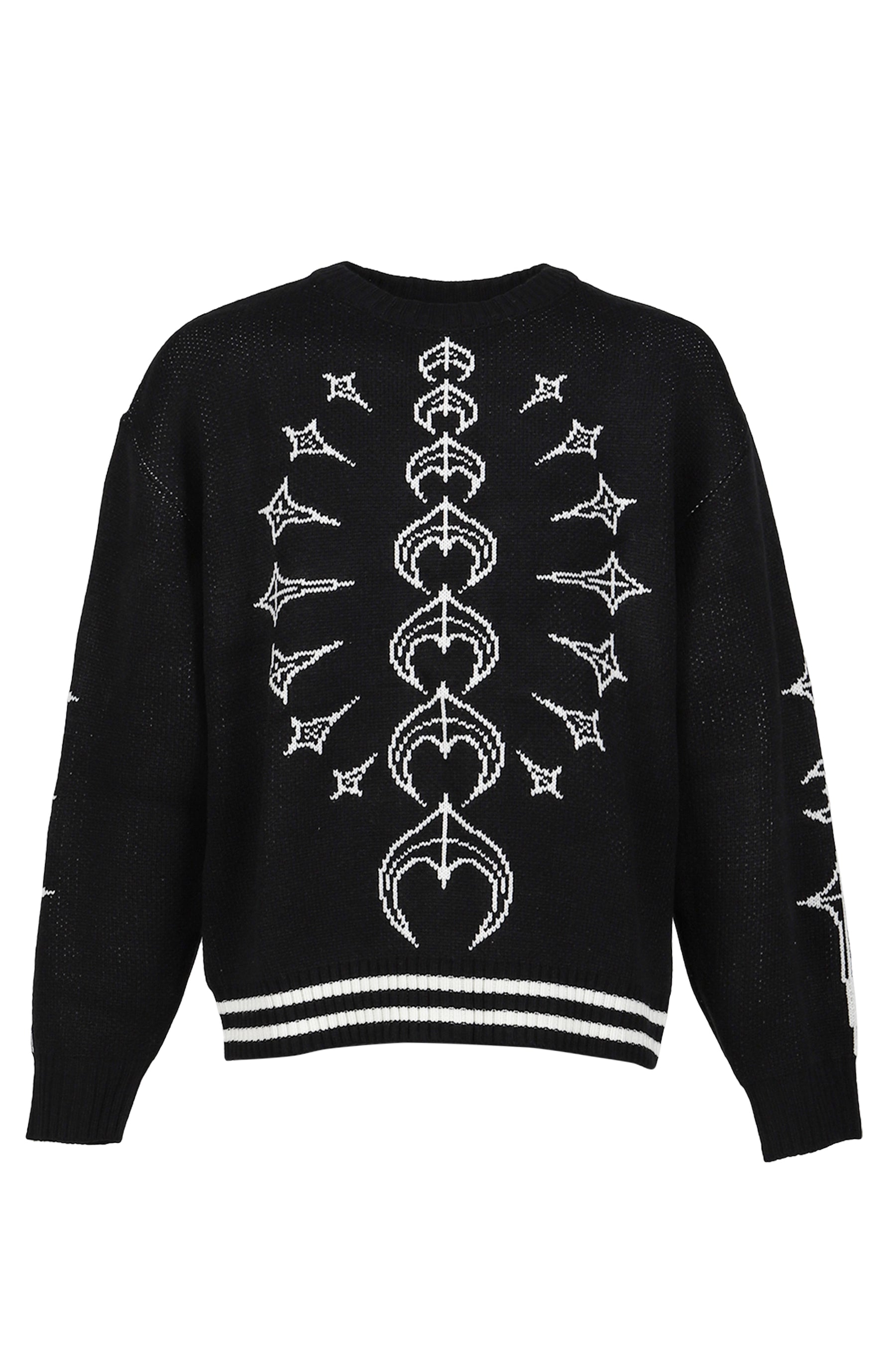 TC BONE KNIT SWEATER / BLK/WHT 