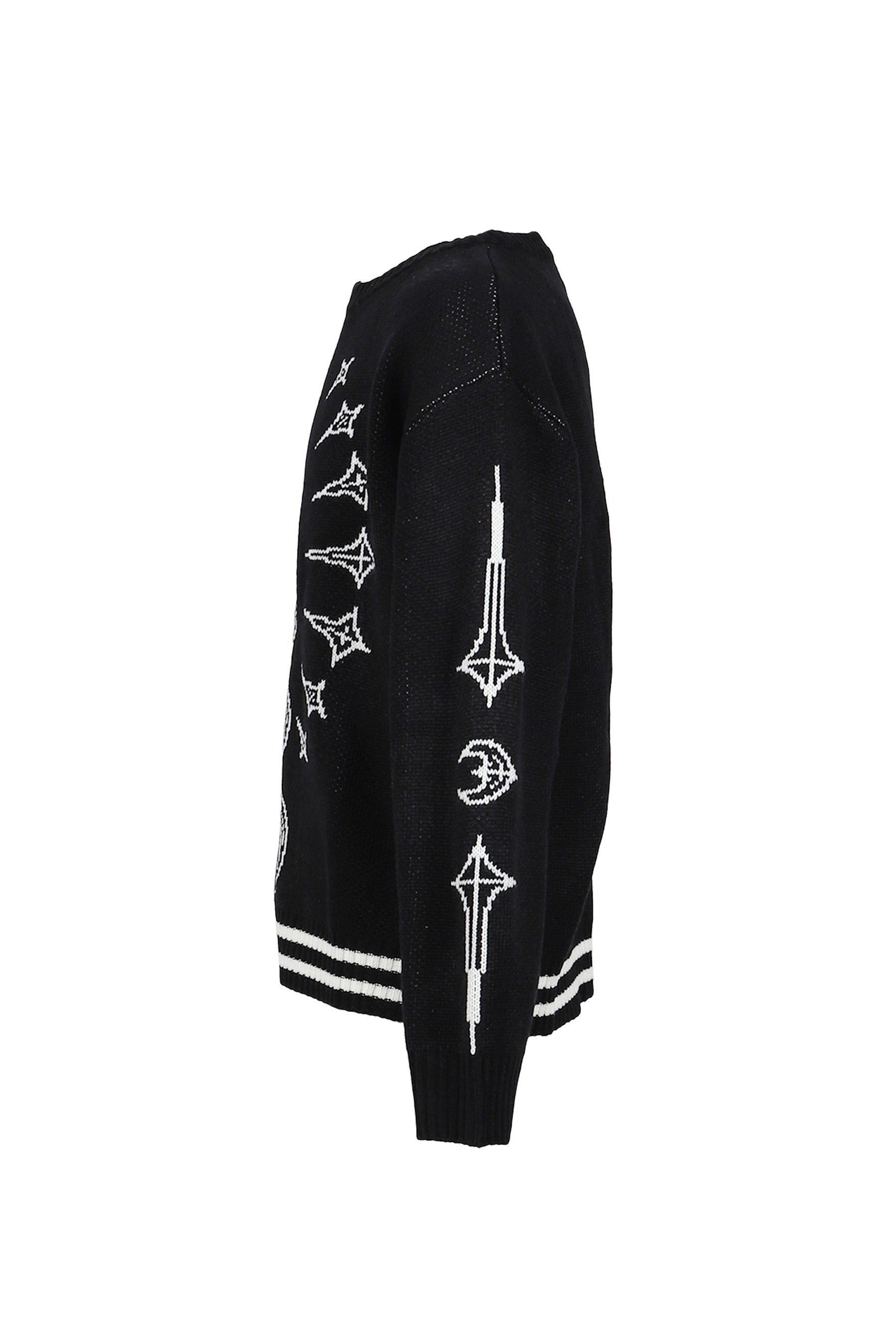 TC BONE KNIT SWEATER / BLK/WHT 