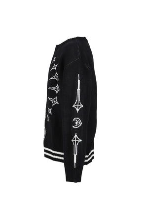 TC BONE KNIT SWEATER / BLK/WHT 