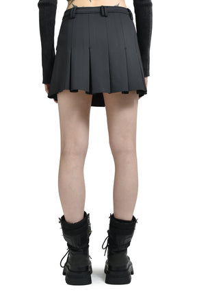SCUBA NEOPRENE PLEATED MINI SKIRT / PHANTOM