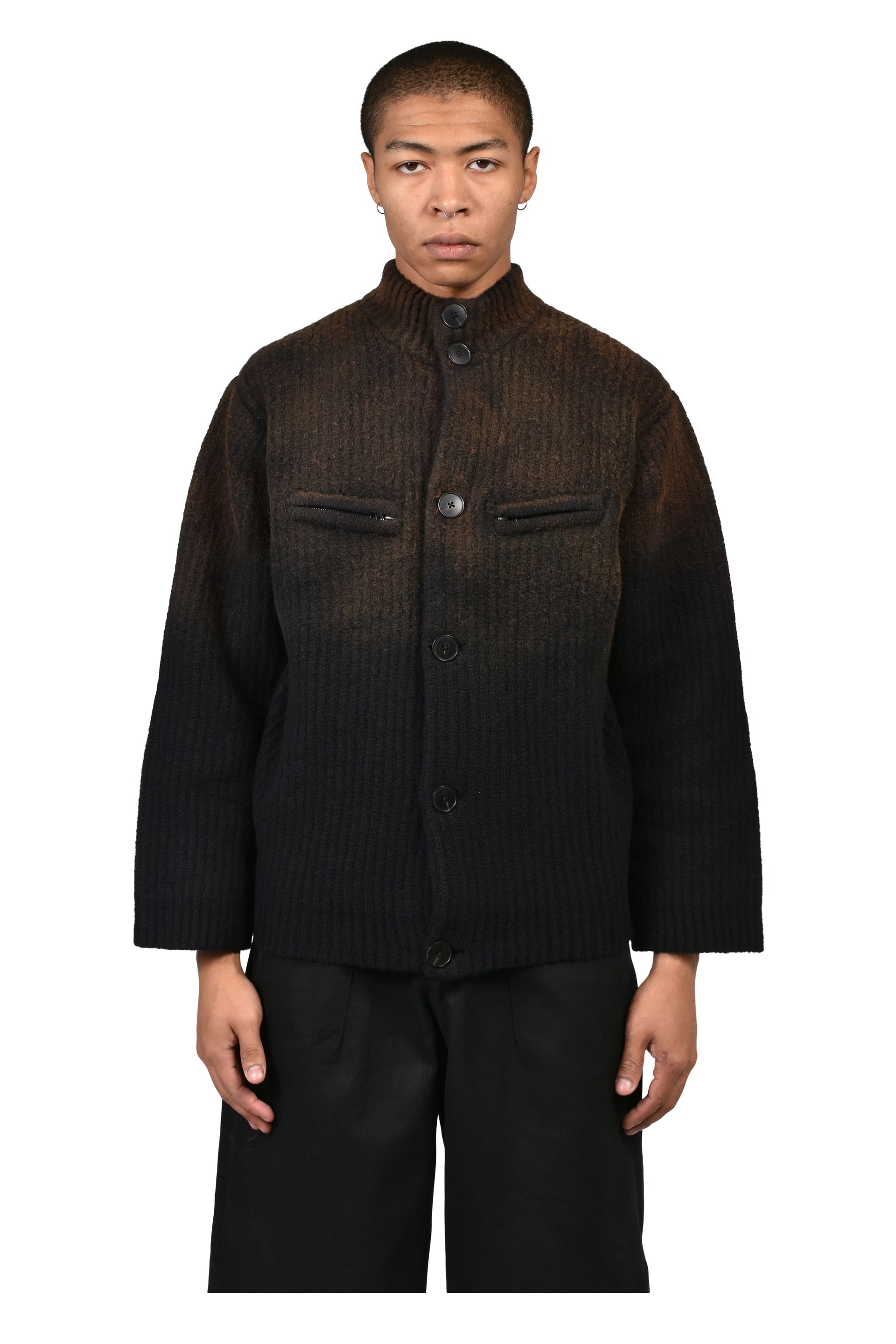 SPRAY DYED SERVICE DRESS KNIT JACKET / BLK