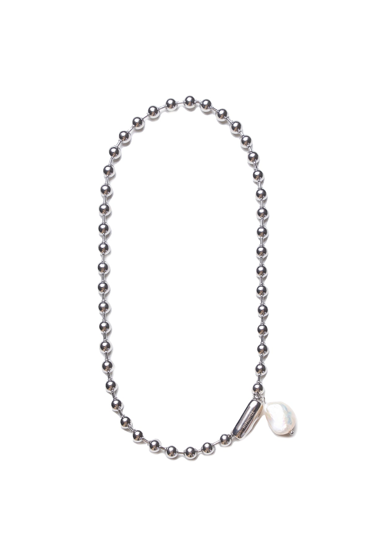 HYPNOTIZE PEARL PENDANT BALL CHAIN NECKLACE / SIL