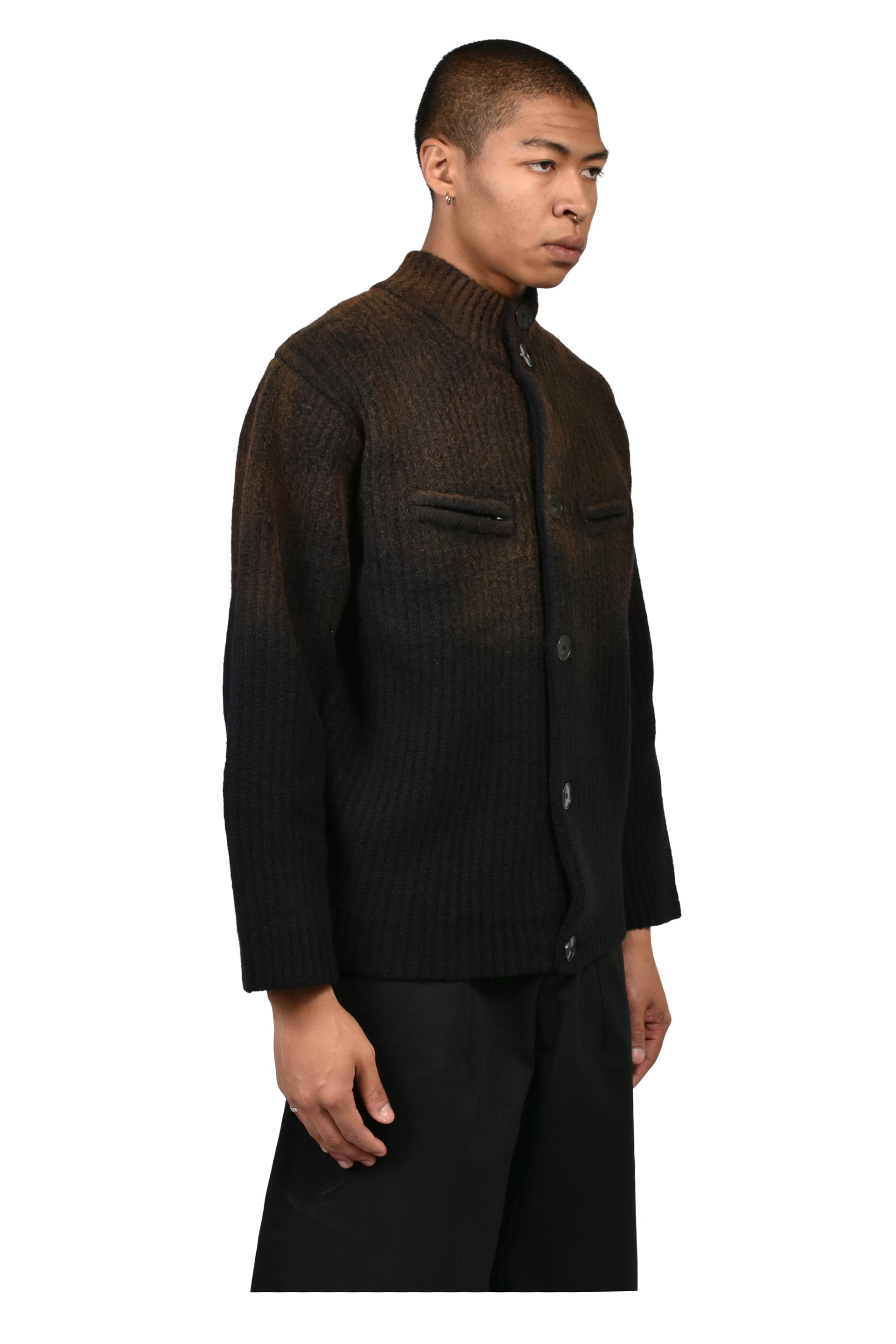 SPRAY DYED SERVICE DRESS KNIT JACKET / BLK