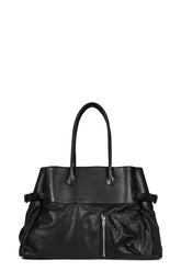 LEATHER BOMBER BAG / BLK