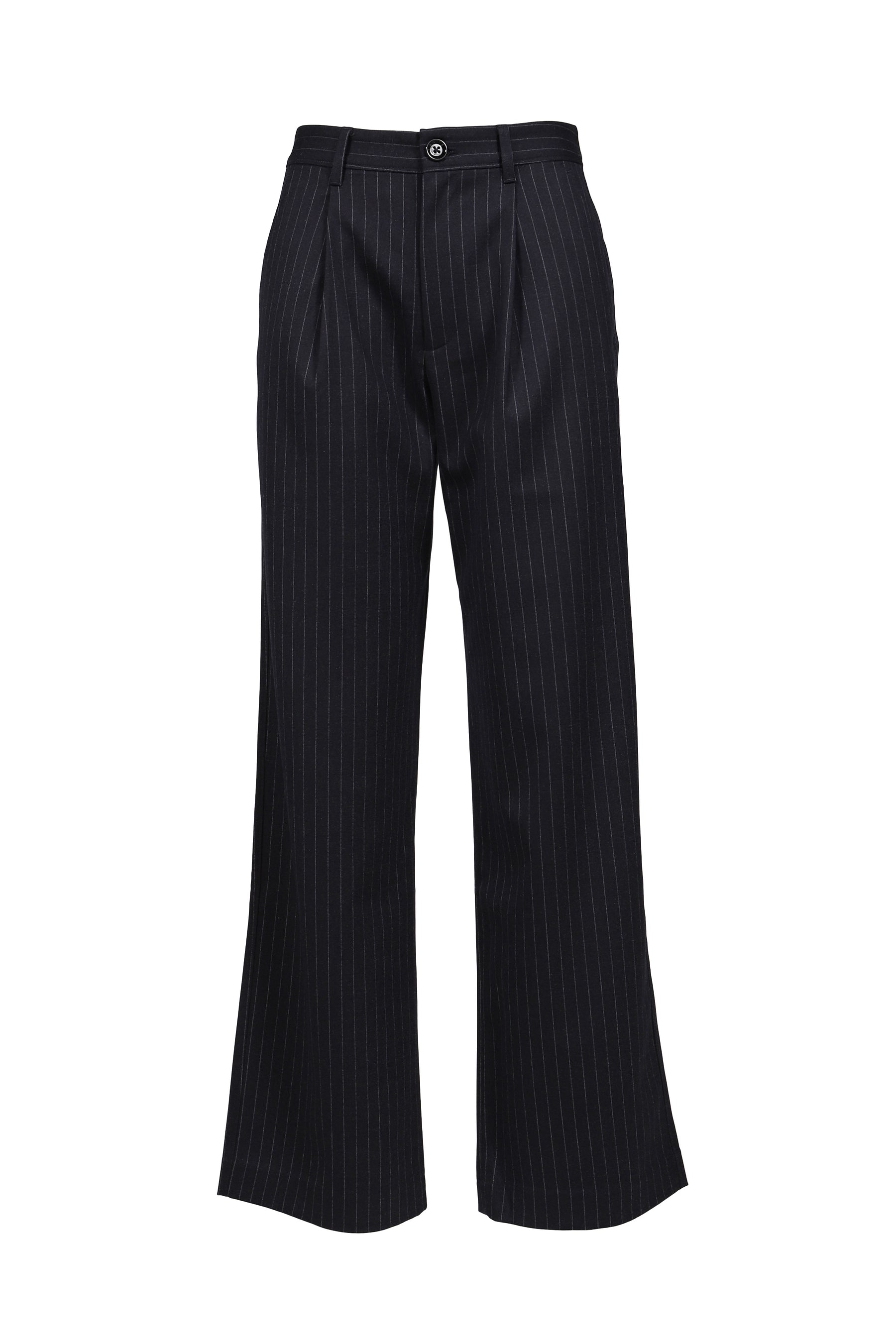 G GENTLE WIDE LEG PINSTRIPE PANTS / NVY