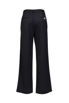G GENTLE WIDE LEG PINSTRIPE PANTS / NVY