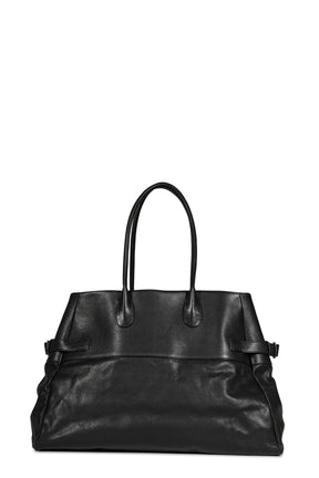 LEATHER BOMBER BAG / BLK