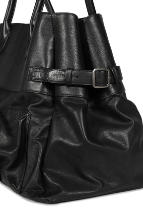 LEATHER BOMBER BAG / BLK