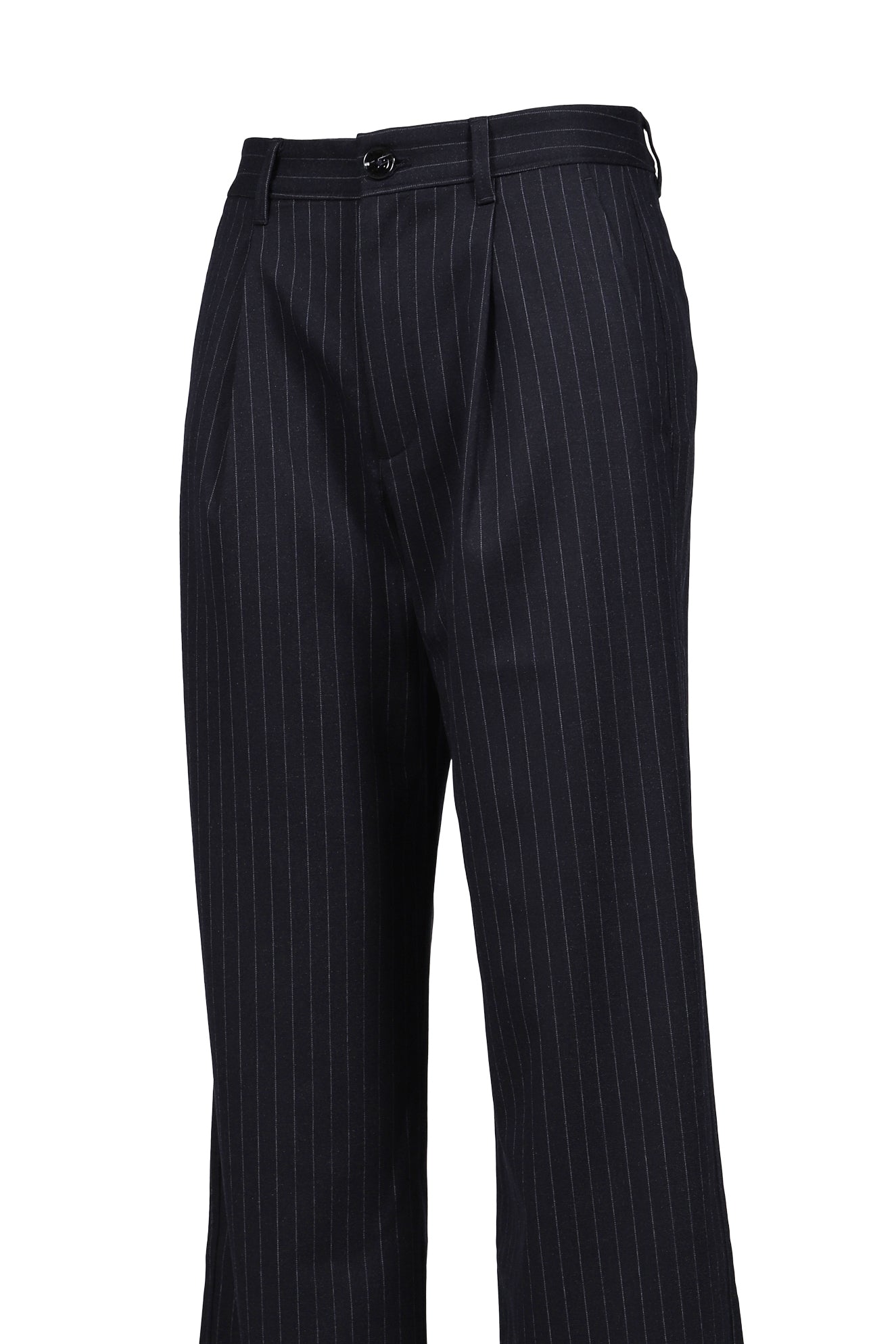 G GENTLE WIDE LEG PINSTRIPE PANTS / NVY