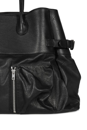 LEATHER BOMBER BAG / BLK