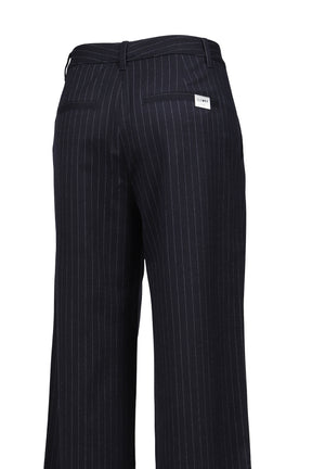 G GENTLE WIDE LEG PINSTRIPE PANTS / NVY