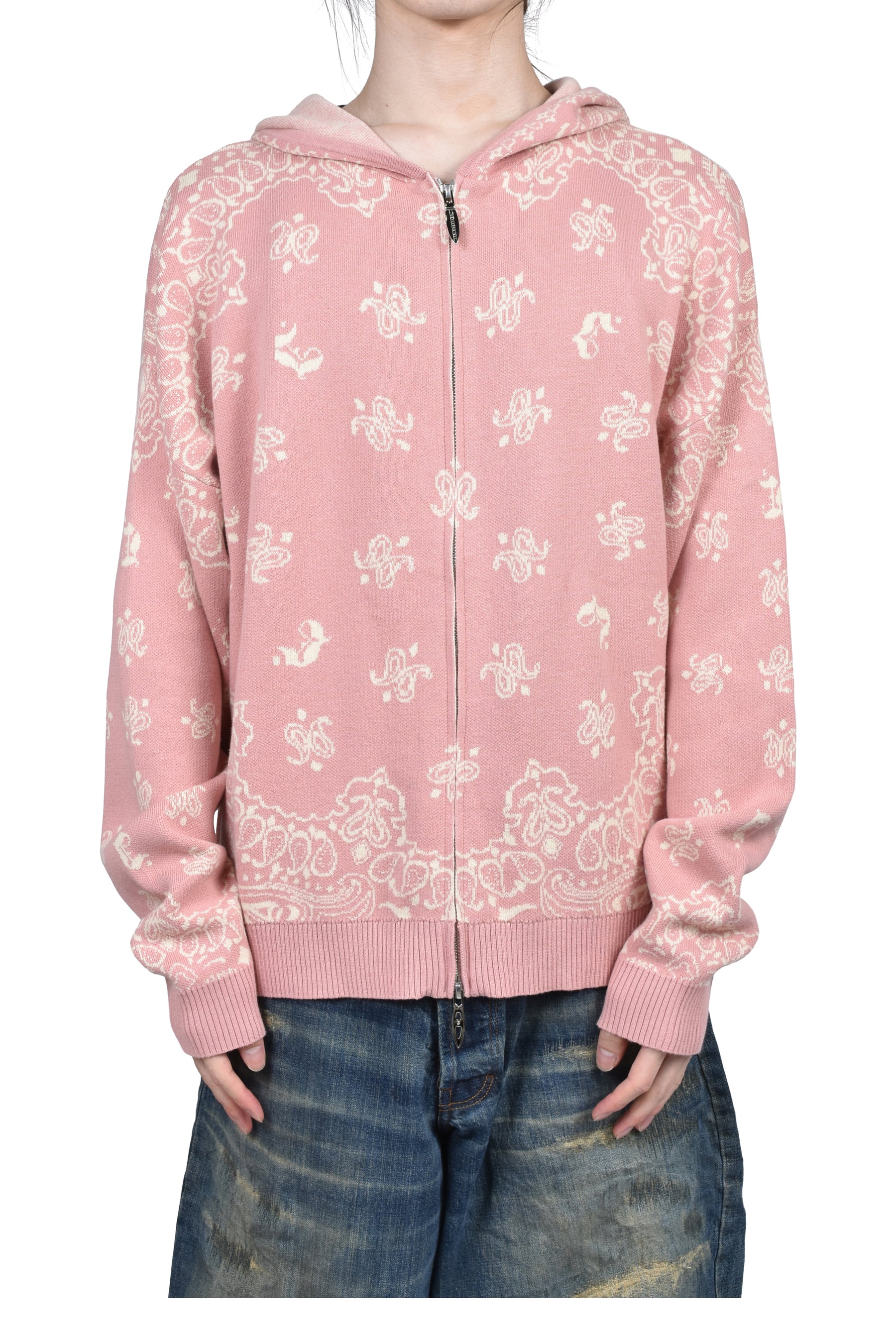 JUN/NAKAYAMA ジュンナカヤマ SS26 PAISLEY KNIT HOODIE / PNK