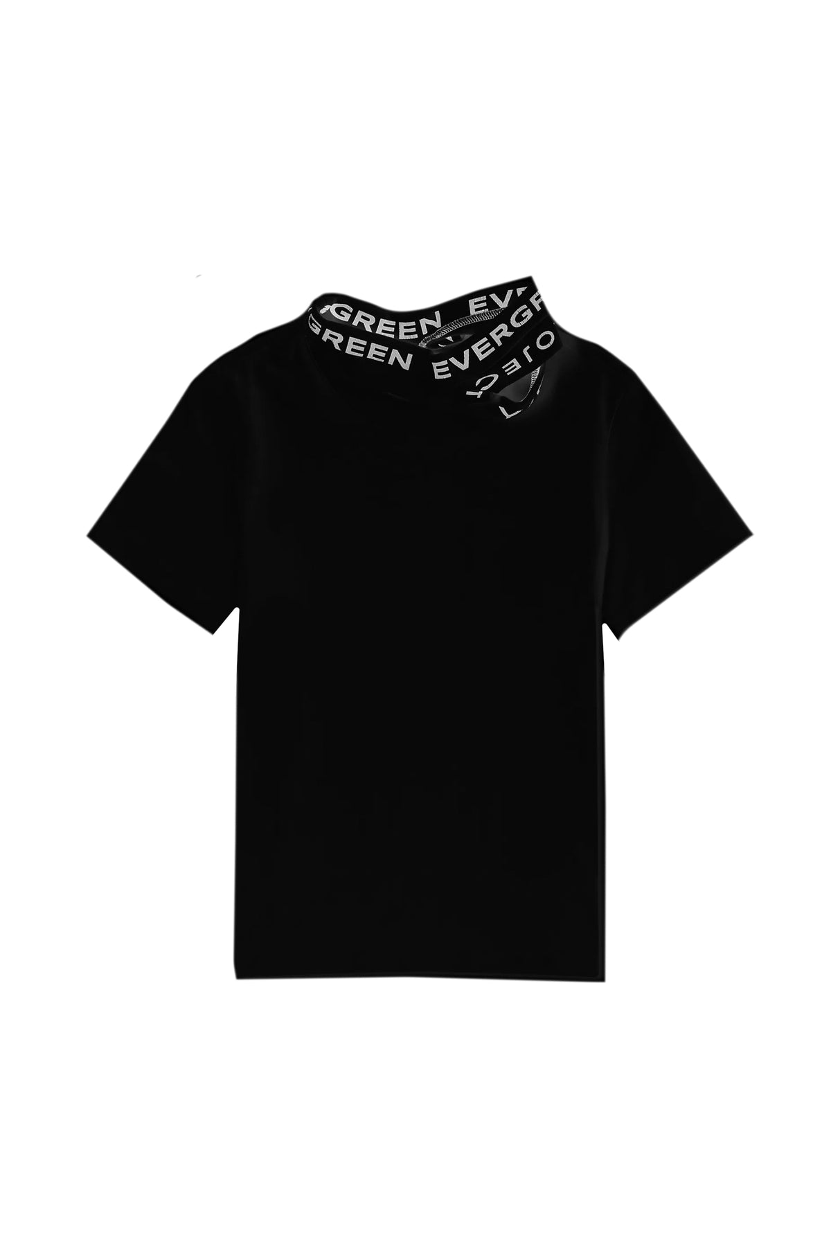 EVERGREEN TRIPLE COLLAR FITTED T-SHIRT / BLK