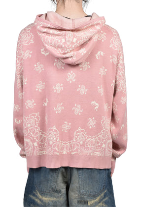 PAISLEY KNIT HOODIE / PNK