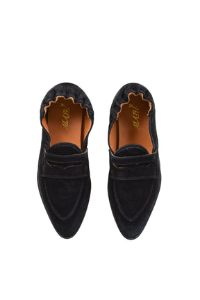 SILK SATIN SLIP-ON SHOES / BLK
