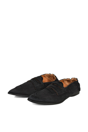 SILK SATIN SLIP-ON SHOES / BLK