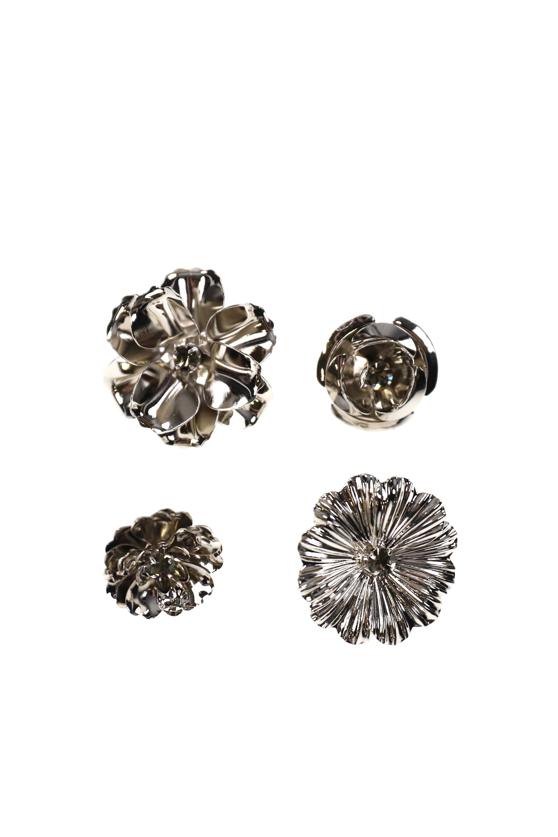 BLACK DIA FLOWER BROOCH / BLK NICKEL