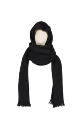 HOODED LONG MUFFLER WITH DAMAGED(CLASSIC WOOL) / BLK 