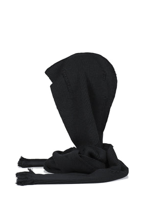 HOODED LONG MUFFLER WITH DAMAGED(CLASSIC WOOL) / BLK 