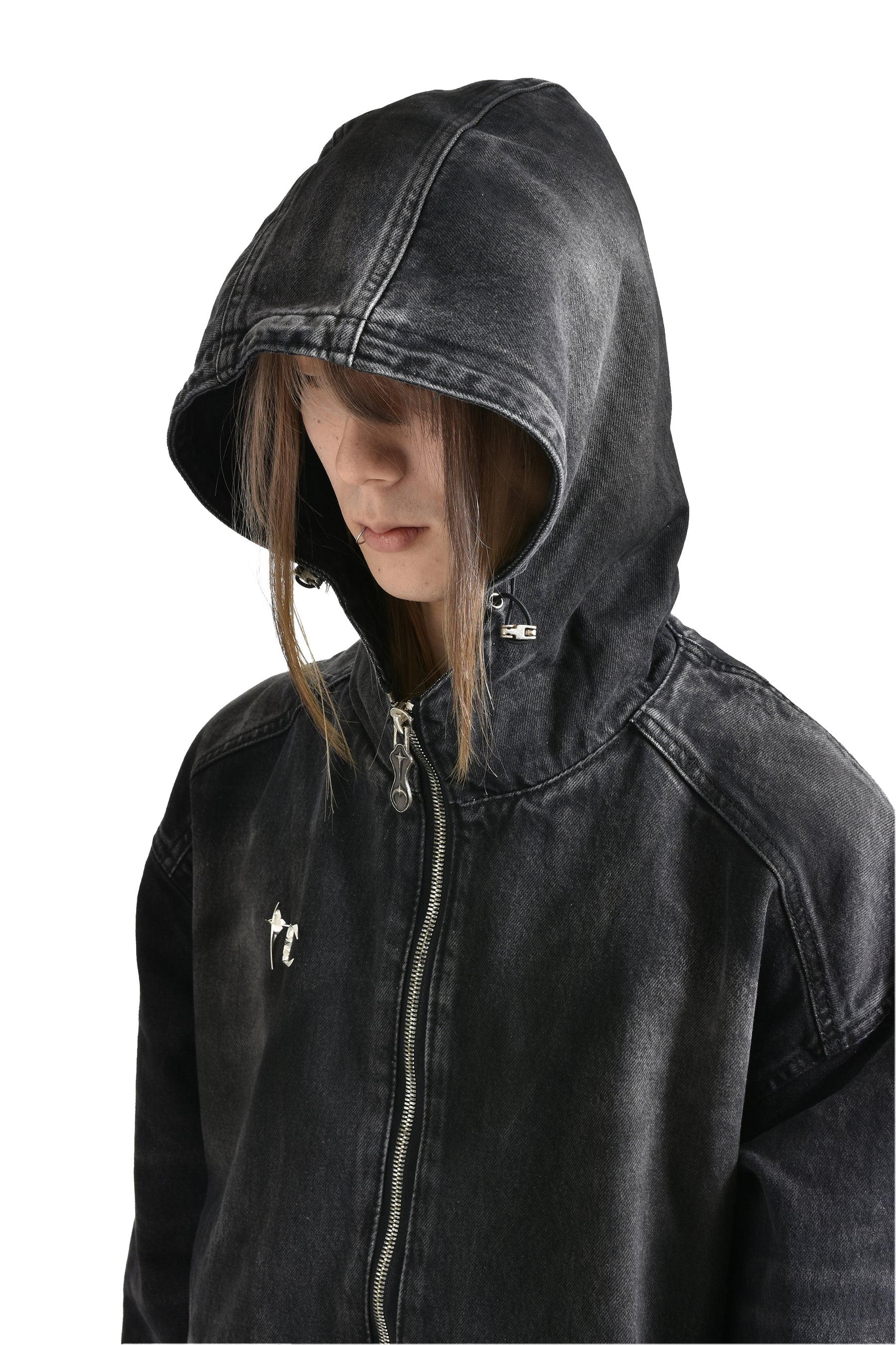 DENIM HOOD JACKET / BLK