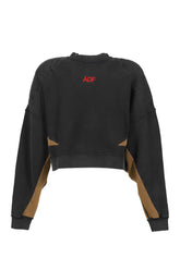 PADDED CREWNECK SWEATER 2 TONES / WASHED BLK 