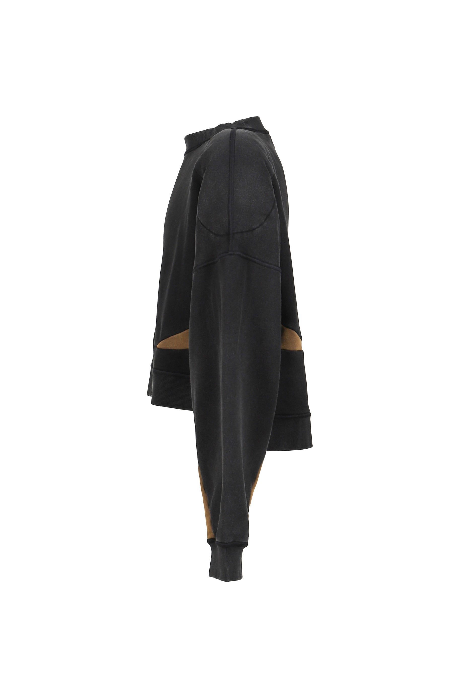 PADDED CREWNECK SWEATER 2 TONES / WASHED BLK 