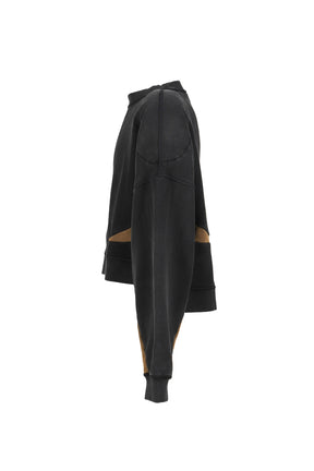 PADDED CREWNECK SWEATER 2 TONES / WASHED BLK 