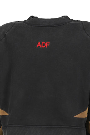 PADDED CREWNECK SWEATER 2 TONES / WASHED BLK 