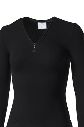 LONG SLEEVE ZIP 90'S RIB TOP / BLK