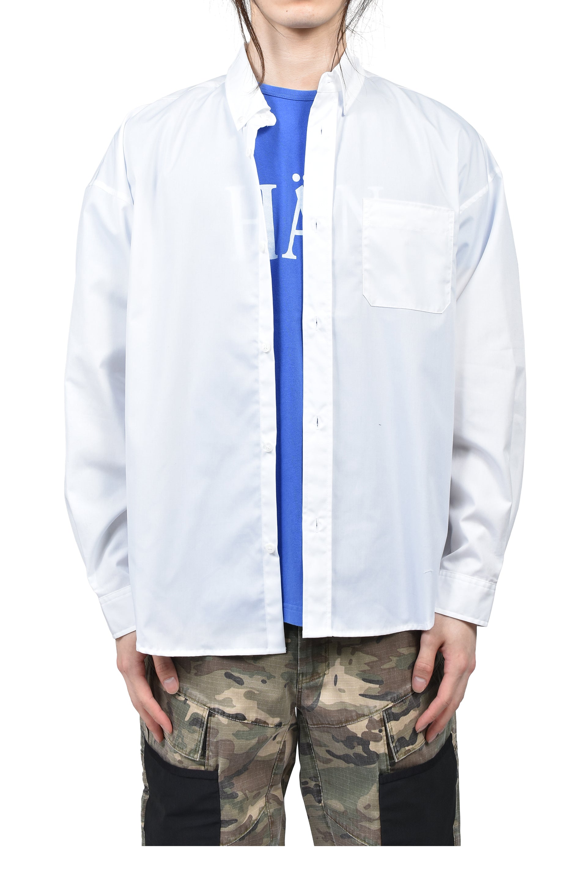 POPLIN BUTTON UP SHIRT / WHT