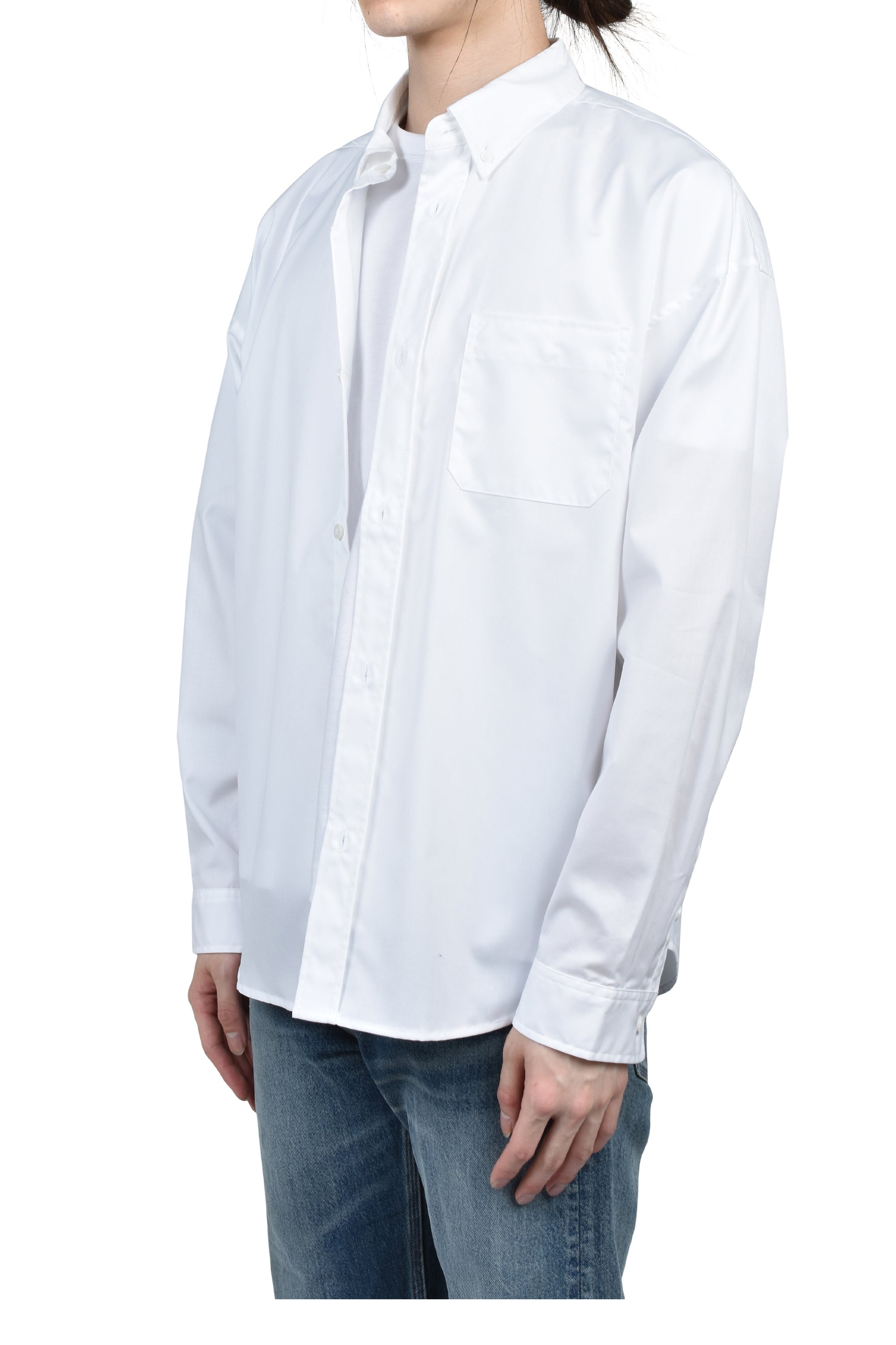 POPLIN BUTTON UP SHIRT / WHT